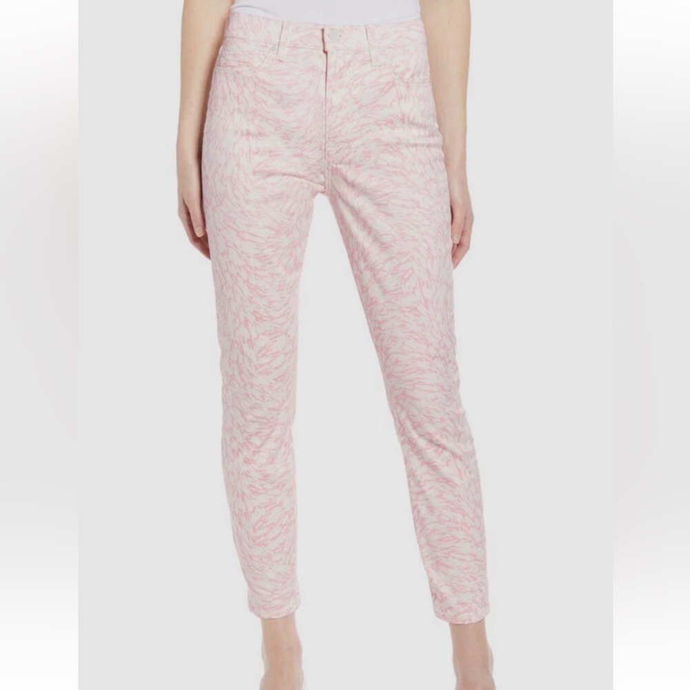 7 For All Mankind Women's Pink Skinny Ankle Printed Denim Jeans Pants